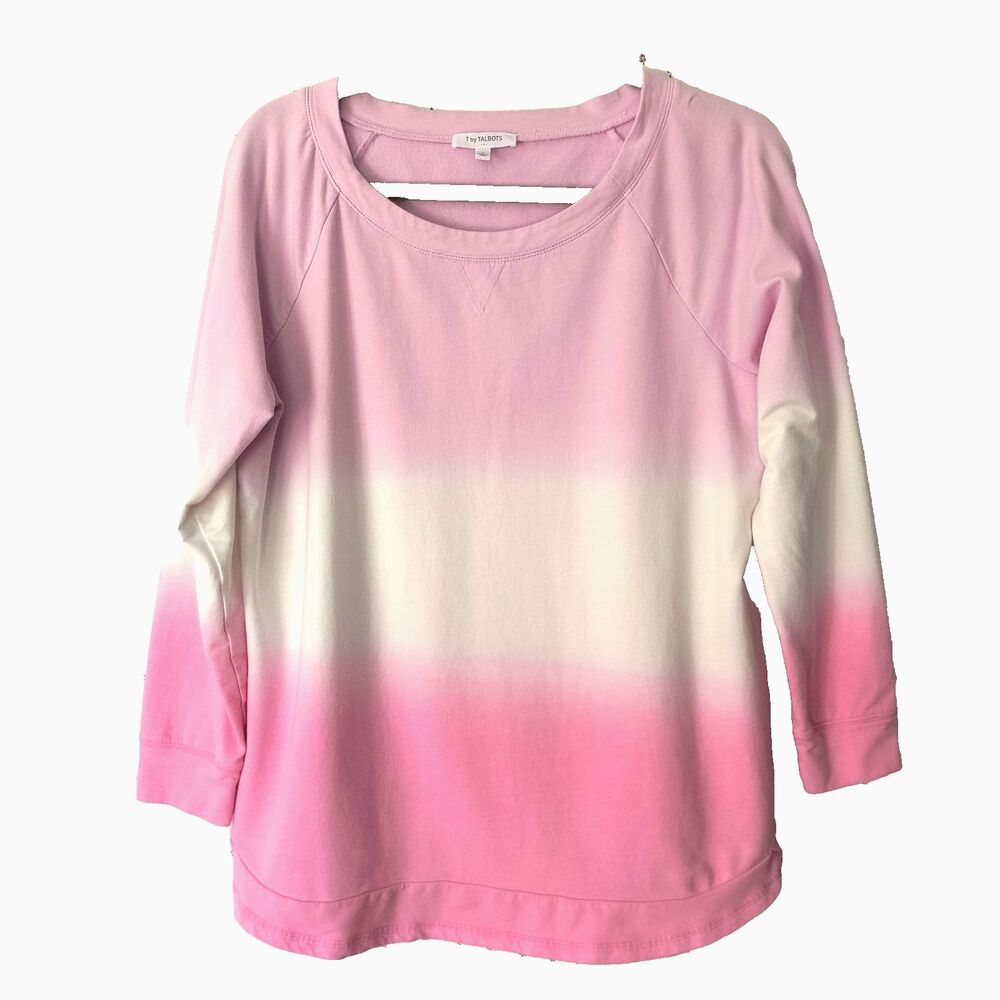 T By Talbots Top Size X Pink Multicolor Long Sleeve Tee Sweatshirt *Small spots*